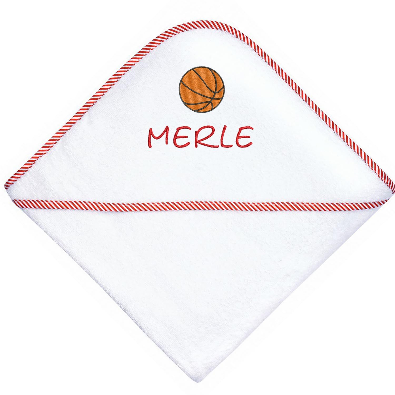 Wolimbo Kapuzenhandtuch personalisiert mit Namen und Motiv - Weiss rot - 100x100cm - für Baby und Kinder Babyhandtuch/Kinderhandtuch/Badetuch