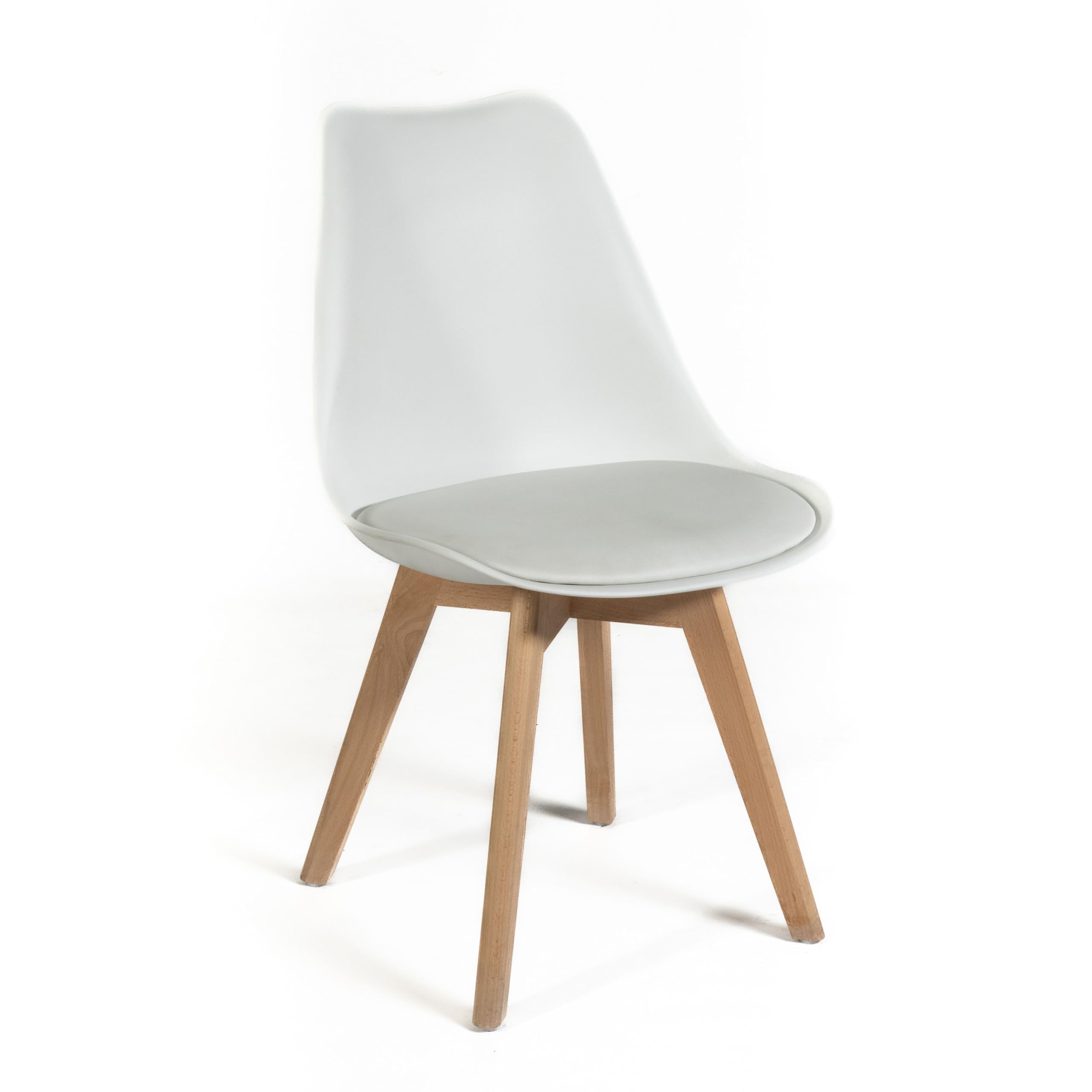 Sedia Scandinava Con Gambe In Legno Di Faggio E Cuscino In Ecopelle - 50x48x82 Cm, Nero - Foto 9