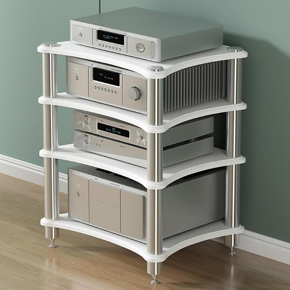 Support TV sur pied blanc réglable pour optimiser votre espace