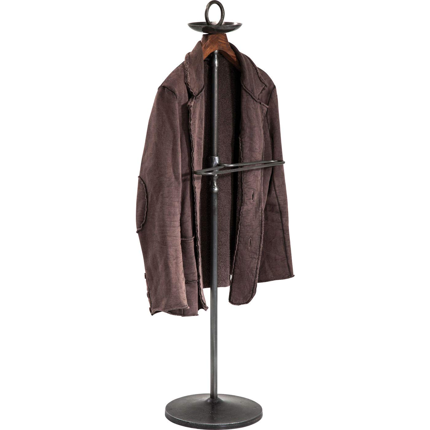 Kare Design Herrendiener Cosmopolitan, Schwarz, Garderobe, Stahlgestell, Mangoholz Kliederbügel, 124x49x29 cm (H/B/T)