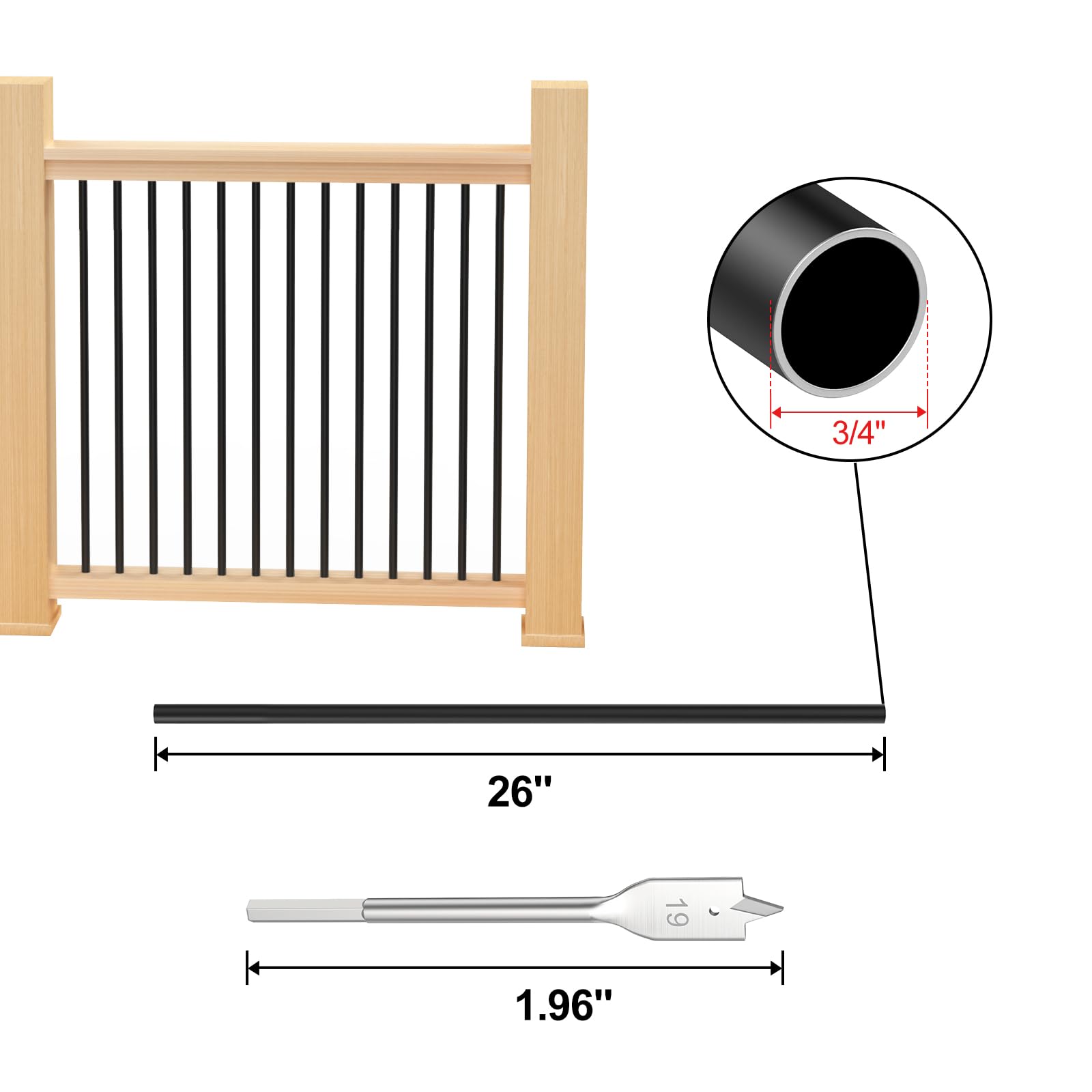 CKE 100 Pack 32" Round Aluminum Deck Balusters, 3/4" Diameter - View #3