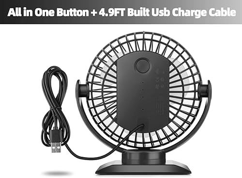 Miniatura 5 de Viniper Ventilador de escritorio pequeño de 6 pulgadas ventilador portátil alimentado por USB 3 velocidades y rotación de 360 de bajo ruido
