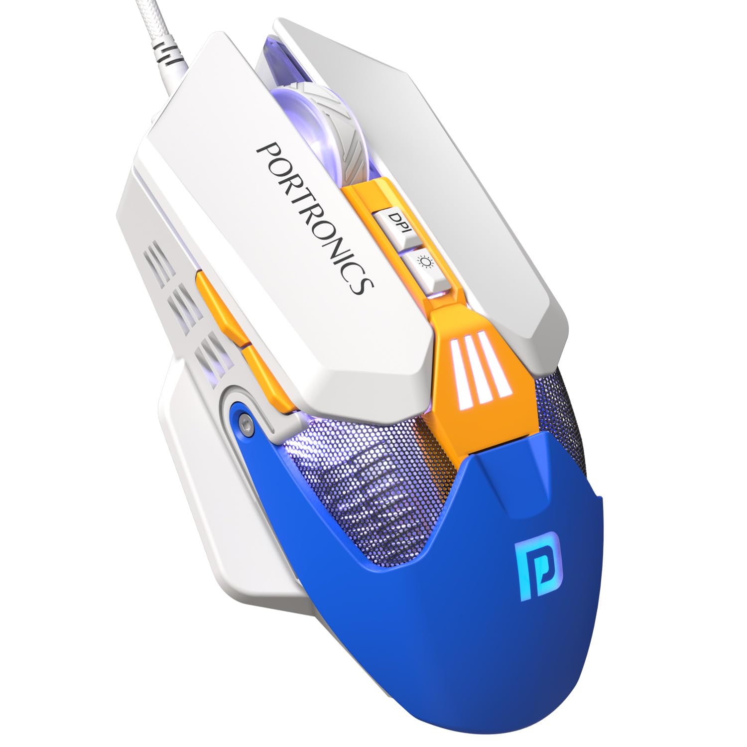 Portronics Vader X USB Wired Programmable Gaming Mouse, Upto 12800 Adjustable DPi, 7 Button Control, Upto 10 Million Click, Ultra-Responsive 7000fps, RGB Lights, 1000Hz Polling Rate (Blue)