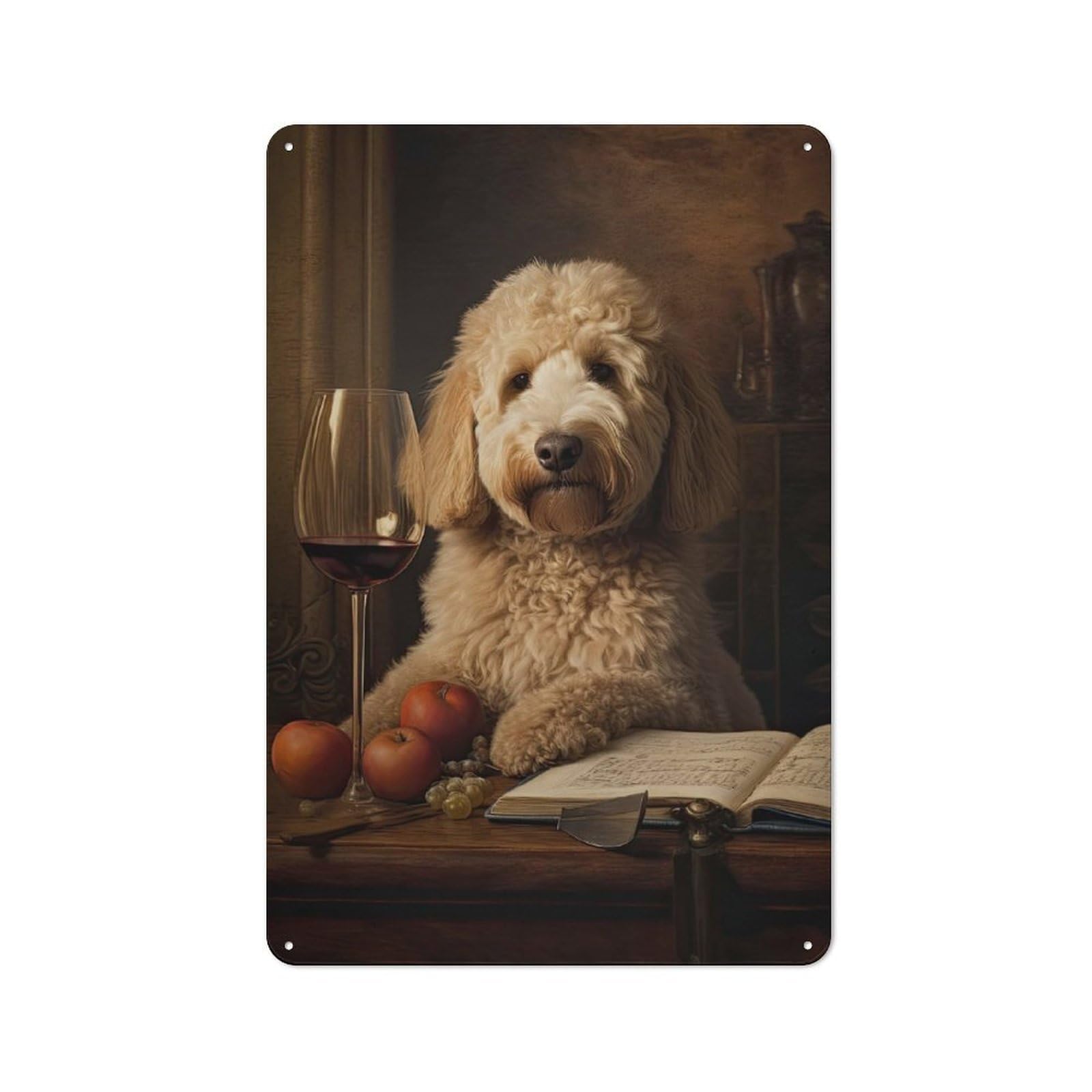 Junmoney Style-20 For Hallway Wall, Goldendoodle Wine Vintage-Inspired Metal Sign 30X20cm, A Moving-Home Gift For Collectors Of Tin Signs