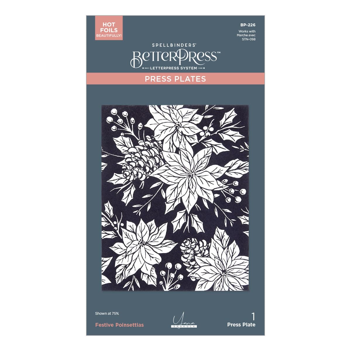 Spellbinders Festive Poinsettias Press Plate, Metal