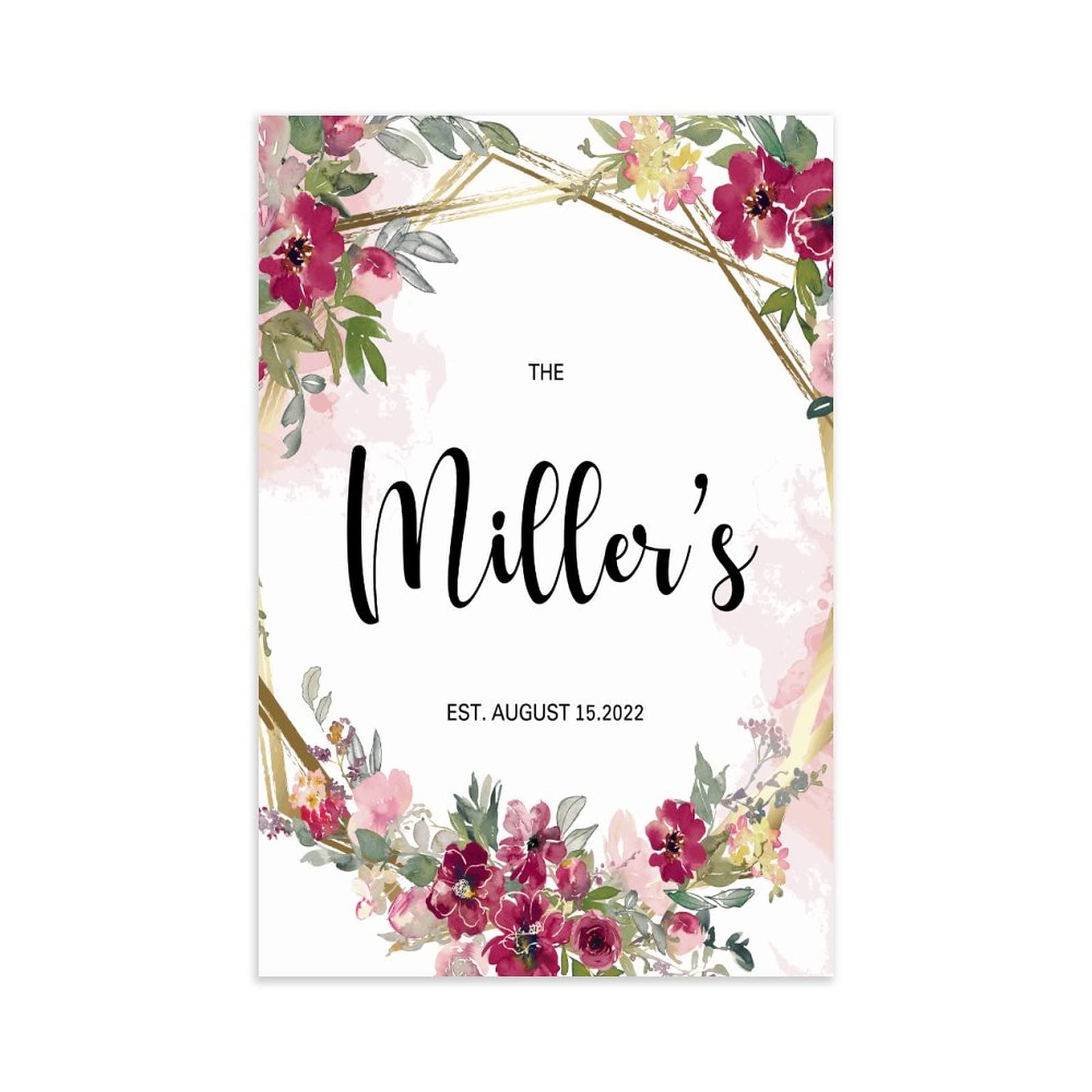 Willkommensschild aus Holz, Nachname, Hochzeit, Willkommensschild, Hochzeitsschilder für Zeremonie, Anzeige, Datum und Name des Paares, 76,2 x 50,8 cm
