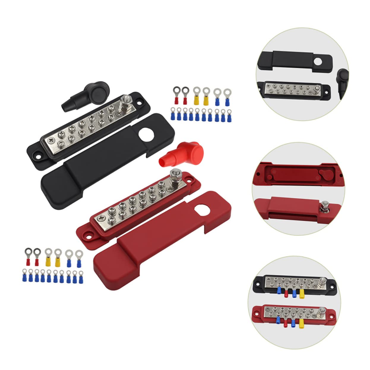 Mikinona Busbar 12 Vie 48v 150a Morsettiera Blocco Di Distribuzione Energia Per Auto, Yacht e Camion Uso Industriale e Cablaggio Marino Morsetti Antiossidanti e Connessioni Rapide
