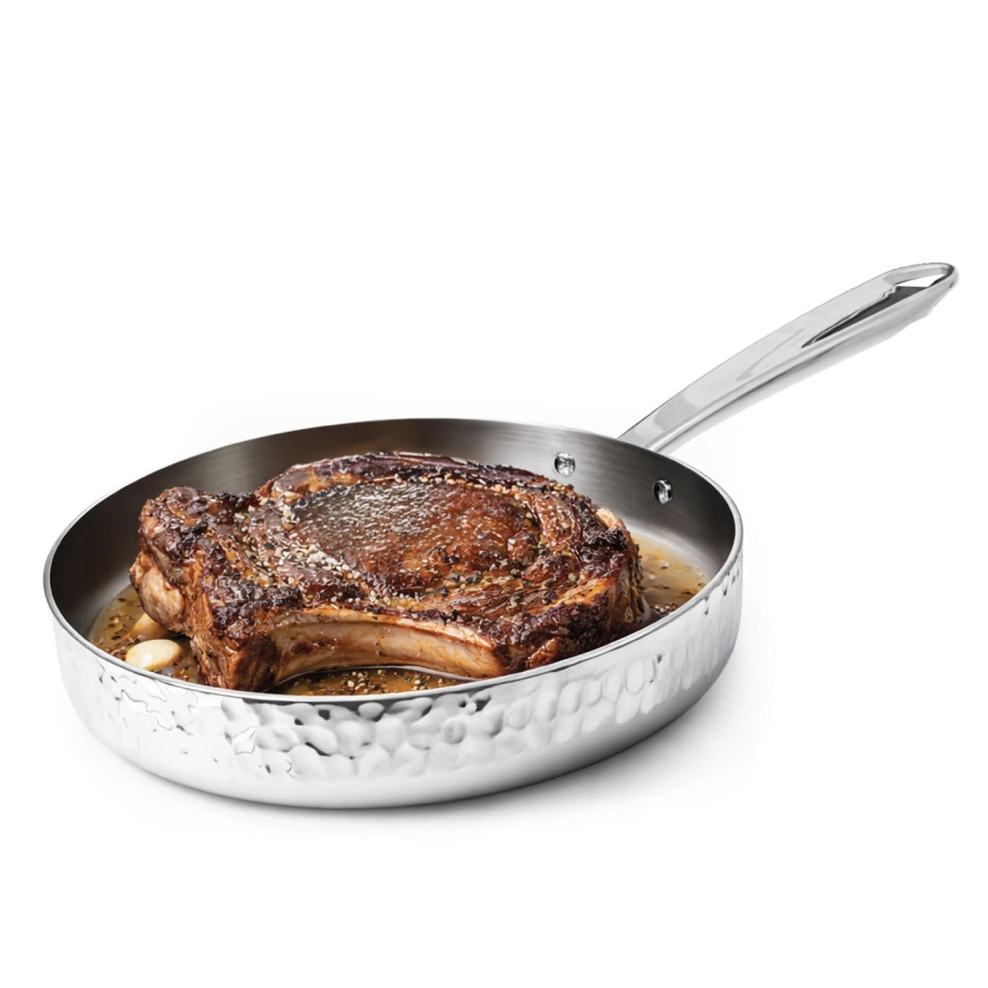 Pentole Agnelli ALUM111M24 Padella Aluinox 3ply Martellato 24 cm Acciaio Inox Induzione