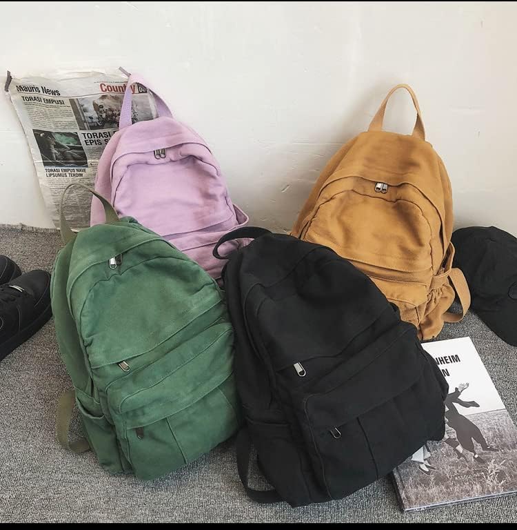 Miniatura 6 de Mochila de lona bohemia para la escuela, mochila universitaria vintage para mujer, diseño de hadas, grunge, estética, hippie, Y2K, Marrón