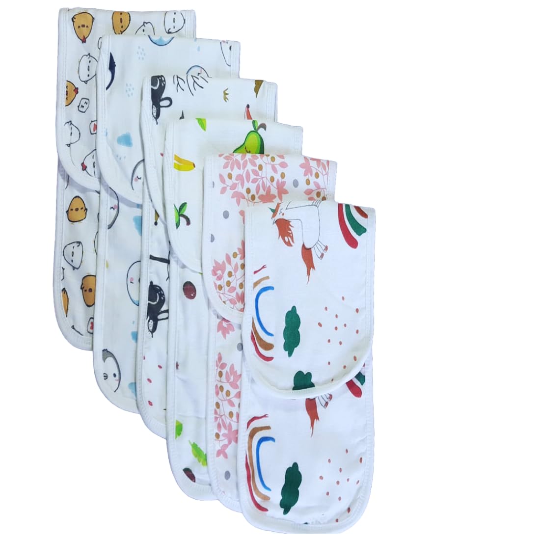 MammaChamp Organic Muslin Burp Cloth Bibs/Napkings/Towel/face Towel/Hankies/New Born Baby/Burpies for Infants Babies Boy/Girl (18 x 6 inch, Multicolor) (Pack of 6)-image-37