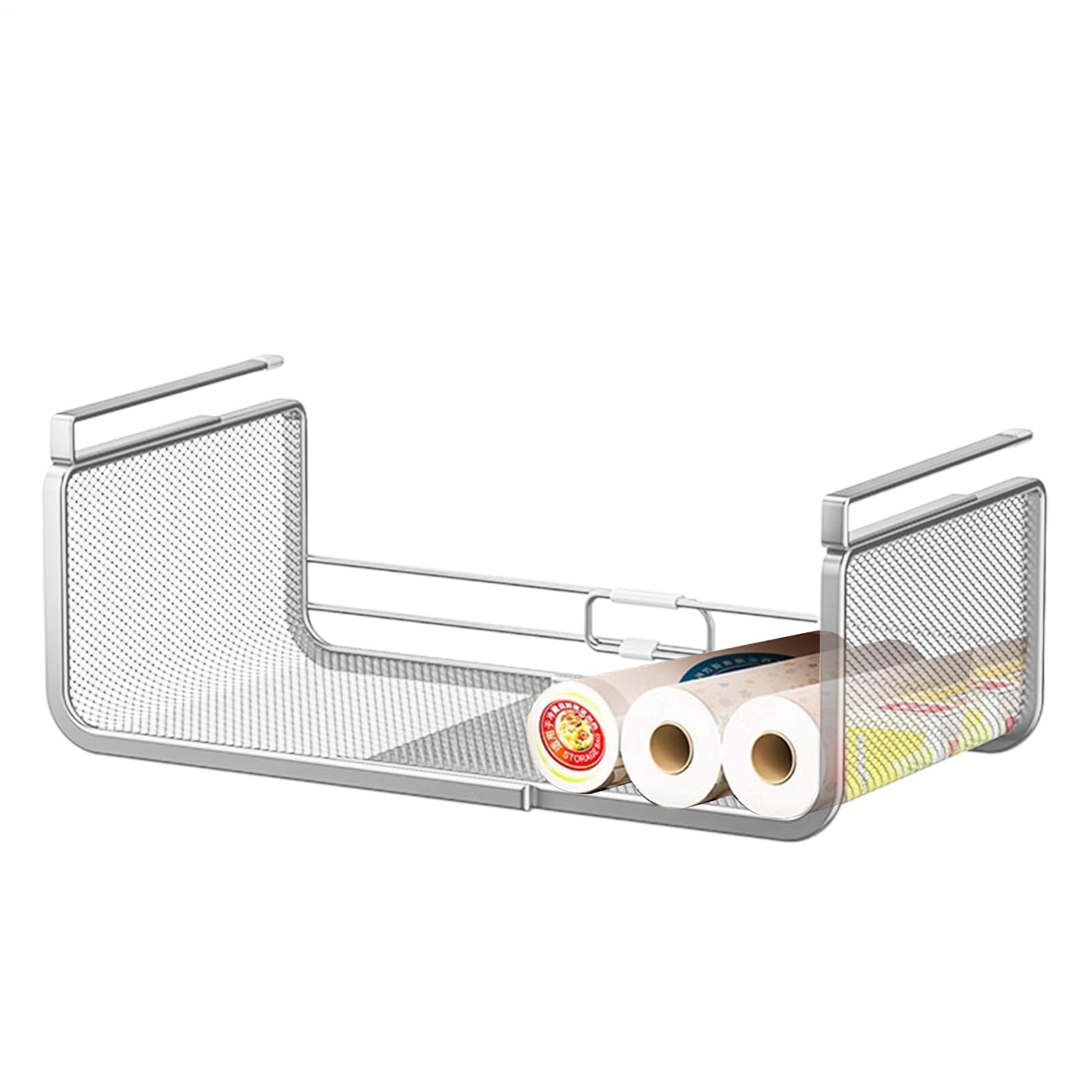 Cesta De Almacenamiento Bajo Armario Ahorro Espacio Colgable Acero Al | Organizador Expandible Bajo El Estante Para Baño, Estudio, Armario, Cocina, Condimentos, Conservas, V