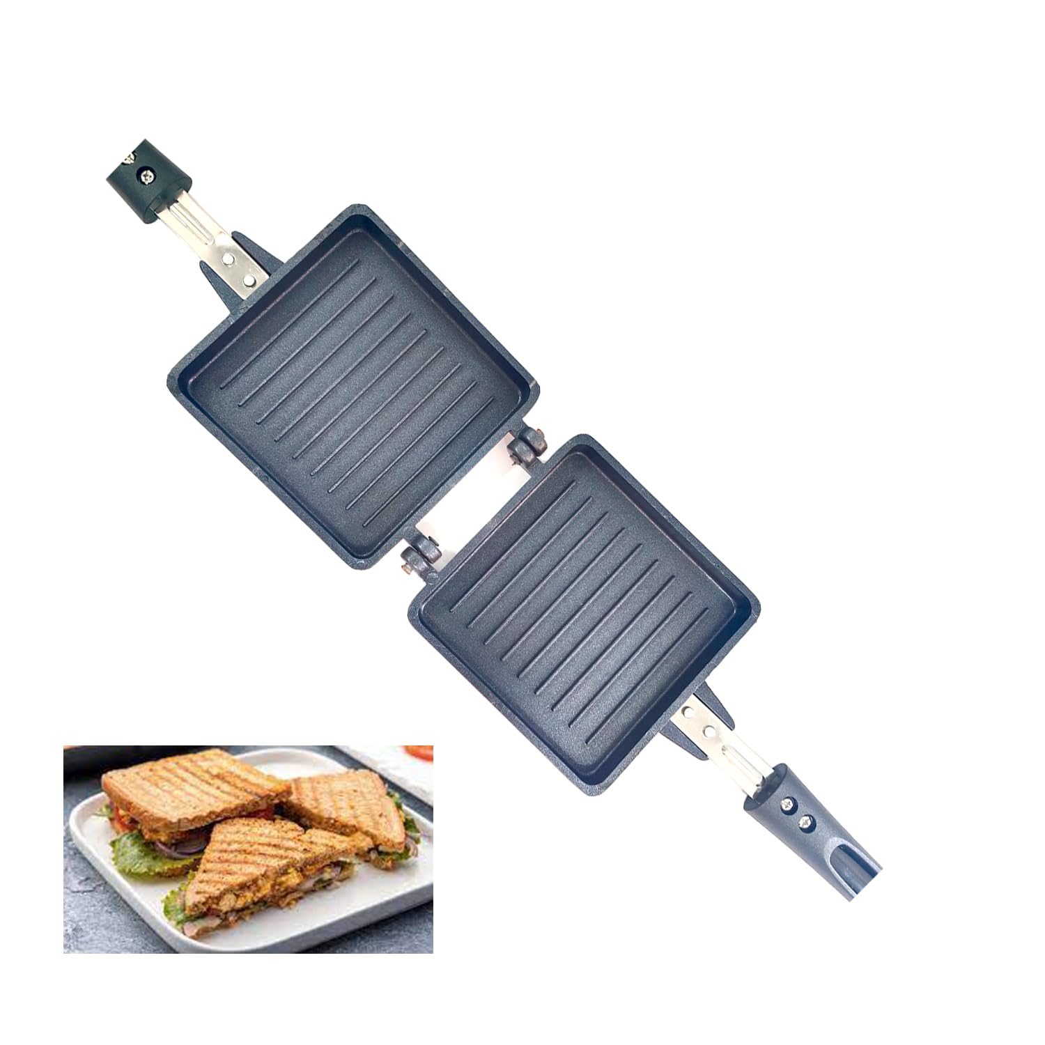 Non Stick Sandwich Maker Gas Toaster Maker with Quick Crispy Toast Sandwich Ideal for Home and Office Use Heat-Resistant Handle-image-48