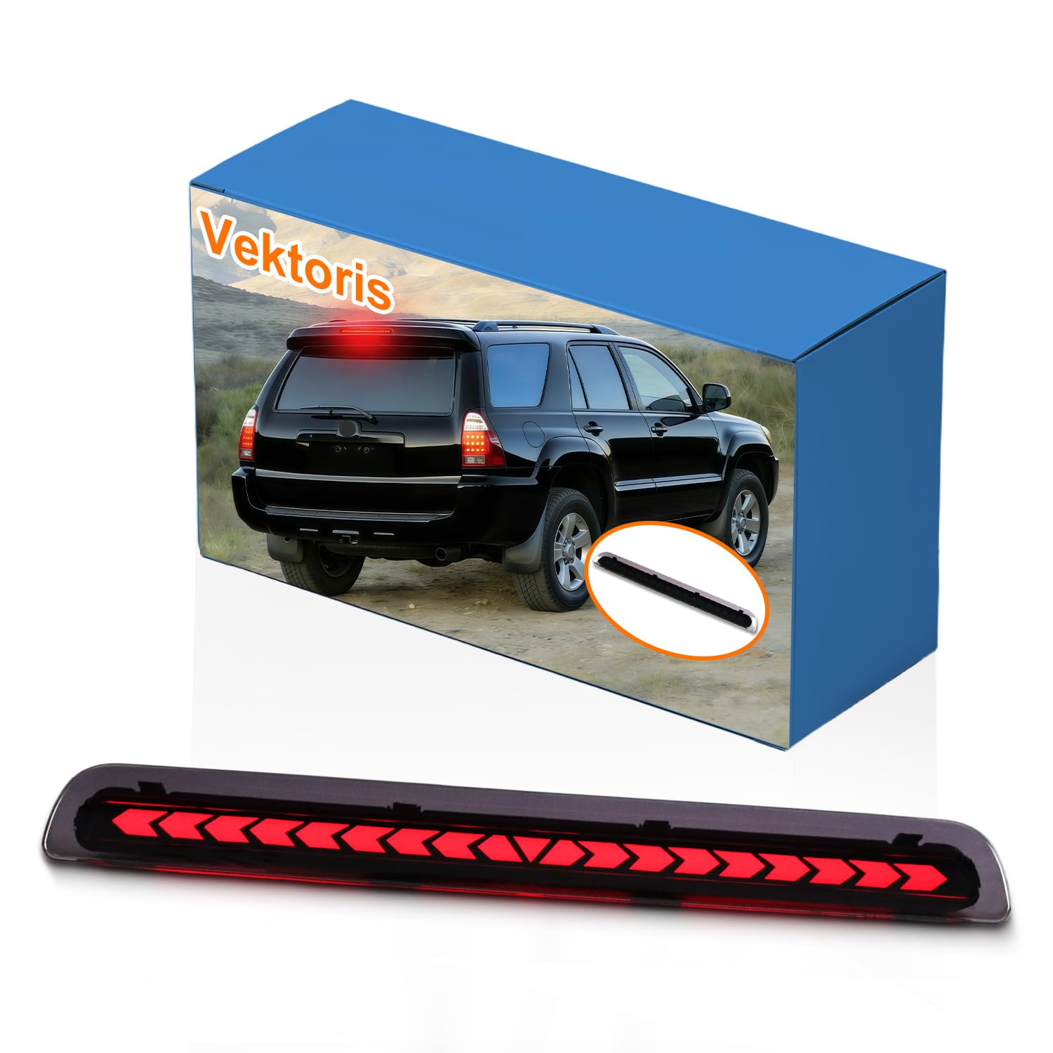 Photo 1 of Vektoris 1PCS Tail Light Third Brake Light for 2003-2009 Toyota 4Runner (With Rear Spoiler), 4runner Rear Bumper Center 3rd Brake Lamp w/DRL | High Mount Stop Lamp Replaces# 81570-35100 (Smoked Lens)