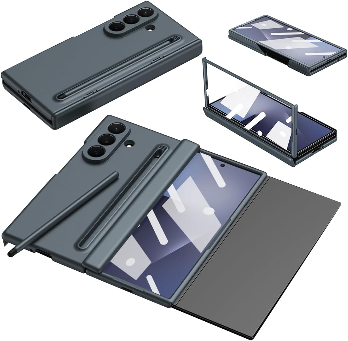 for Samsung Z Trifold Case with Screen Protector, Built-in S Pen Holder and Stylus, Hinge Protector Cover for Samsung Galaxy Z Trifold, Pen is Included-Green