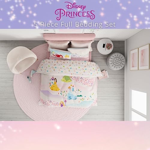 Miniatura 7 de Franco Disney Princess - Juego de sábanas y edredón súper suaves y acogedores para niños, tamaño matrimonial (producto 100% con licencia oficial)