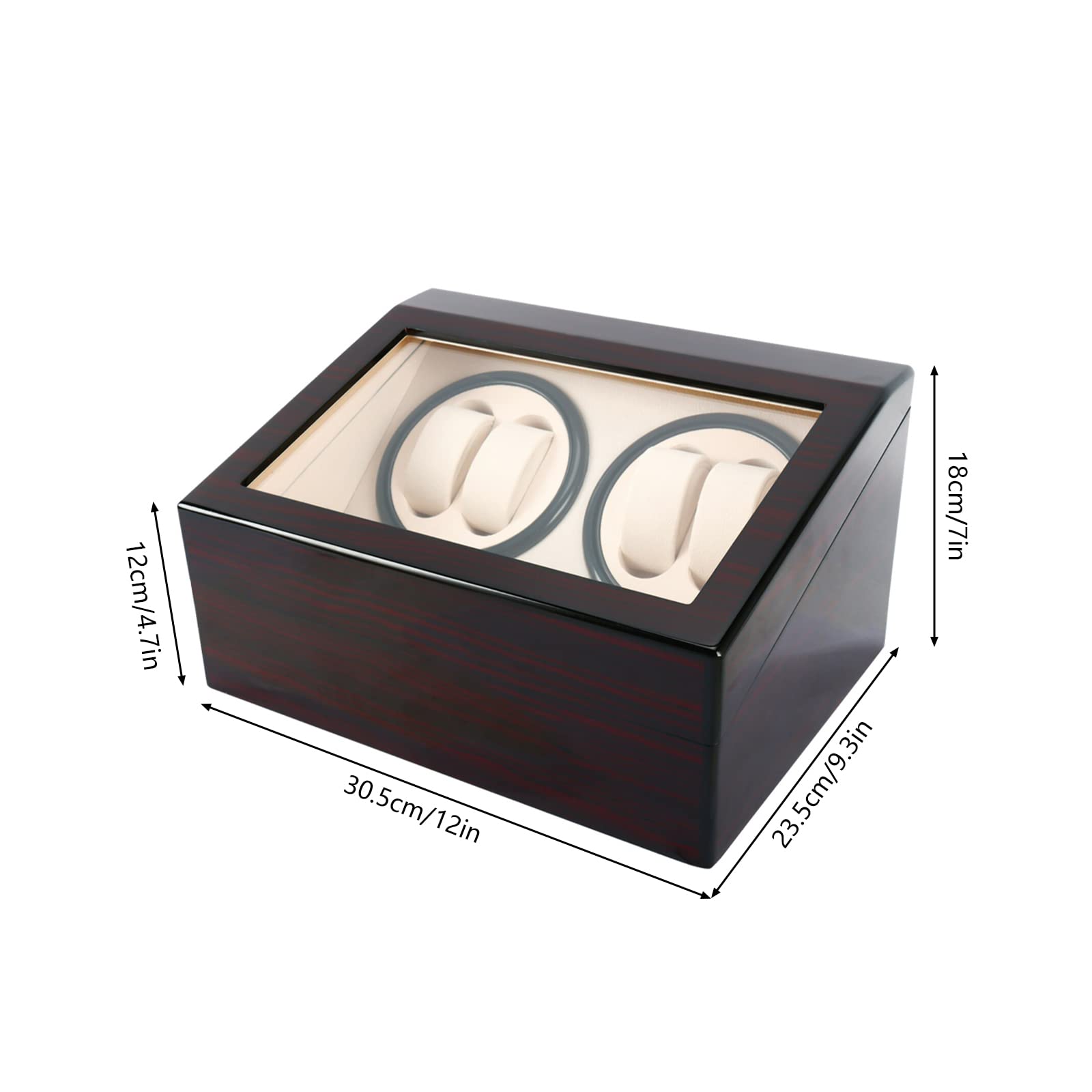 OUKANING Caricatore per orologio automatico per 4 + 0/4 + 6 orologi, processo di cottura della vernice, scatola per orologio automatica in velluto + piastra in fibra centrale, con motore silenzioso