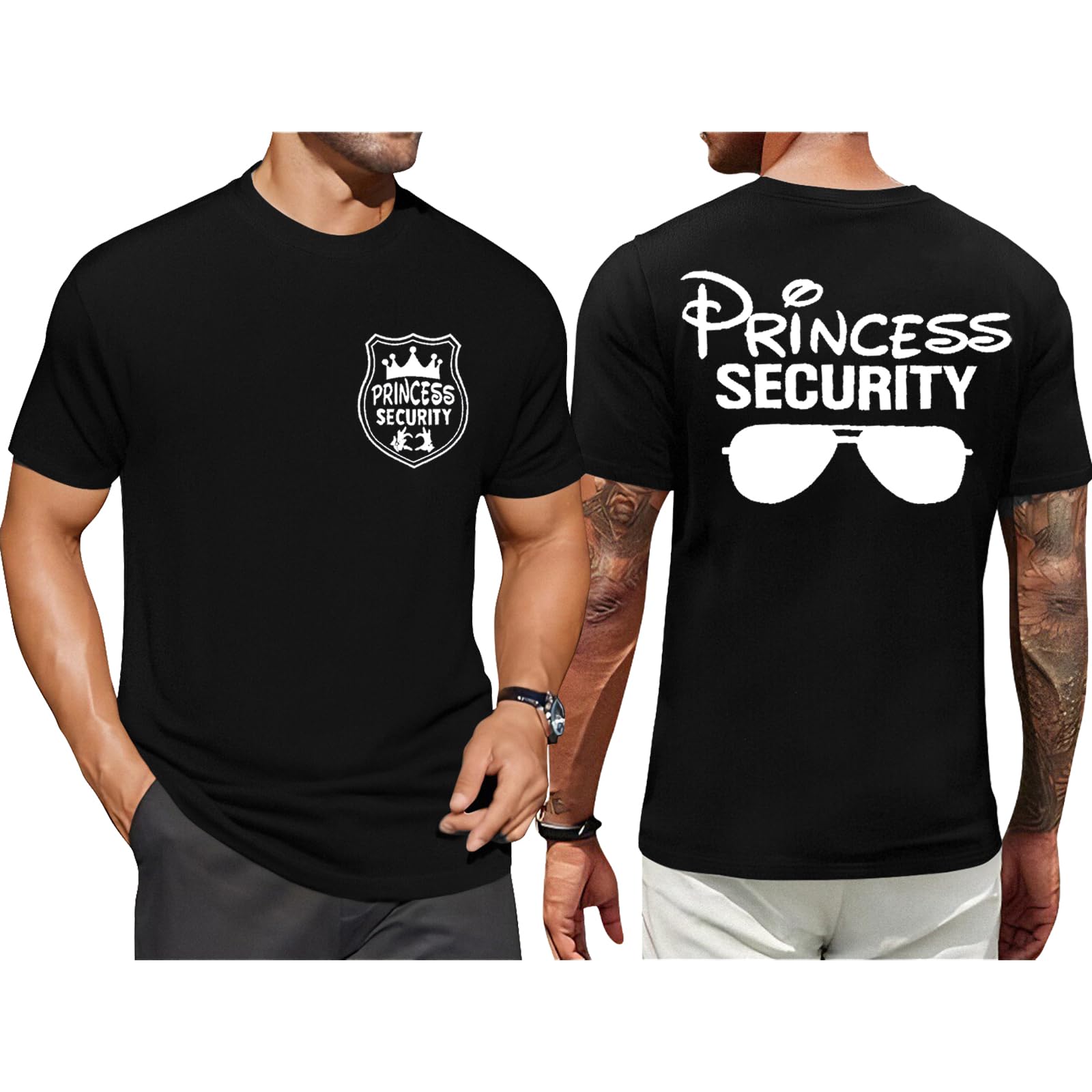 FRYAID Princess Security Team Shirt Men Magical T-Shirt Magic Kingdom Tees Dad Birthday Party Family Trip Short Sleeve Tops