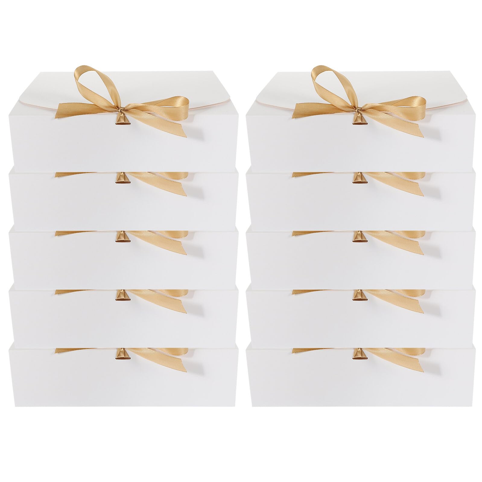 ibasenice 10 Stück Faltbare Geschenkbox mit Schleife Karton Geschenkverpackung Weiße Braut Antragsbox mit Klappdeckel Vielseitige Party und Hochzeitsgeschenk Schachtel aus Stabilem Karton