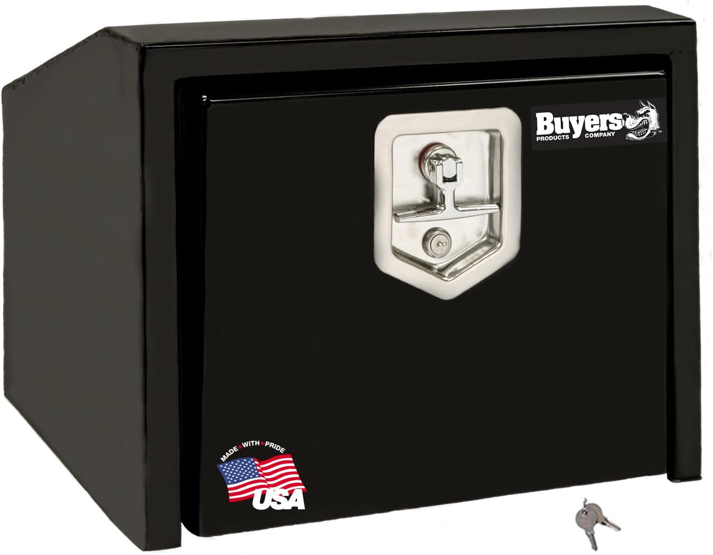 Buyers Products 1703352 Steel Underbody Truck Box with Slanted Back, 14/10.5 x 12 x 24 Inches, Lockable T-Handles, Truck Storage and Organizer, Made in the USA, Black