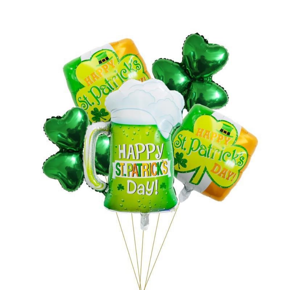Photo 1 of **2 PACK** St. Patrick's Day Balloons Set, Shamrock Beer Foil Balloons Clover Balloons St Patrick's Day Party Balloons for Birthday Wedding Irish Party Decor