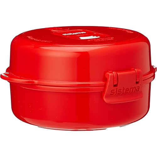 Sistema Easy Eggs Microwave Egg Cooker 270 ml Egg Poacher with Steam Release Vent BPA-Free Red 1 Count