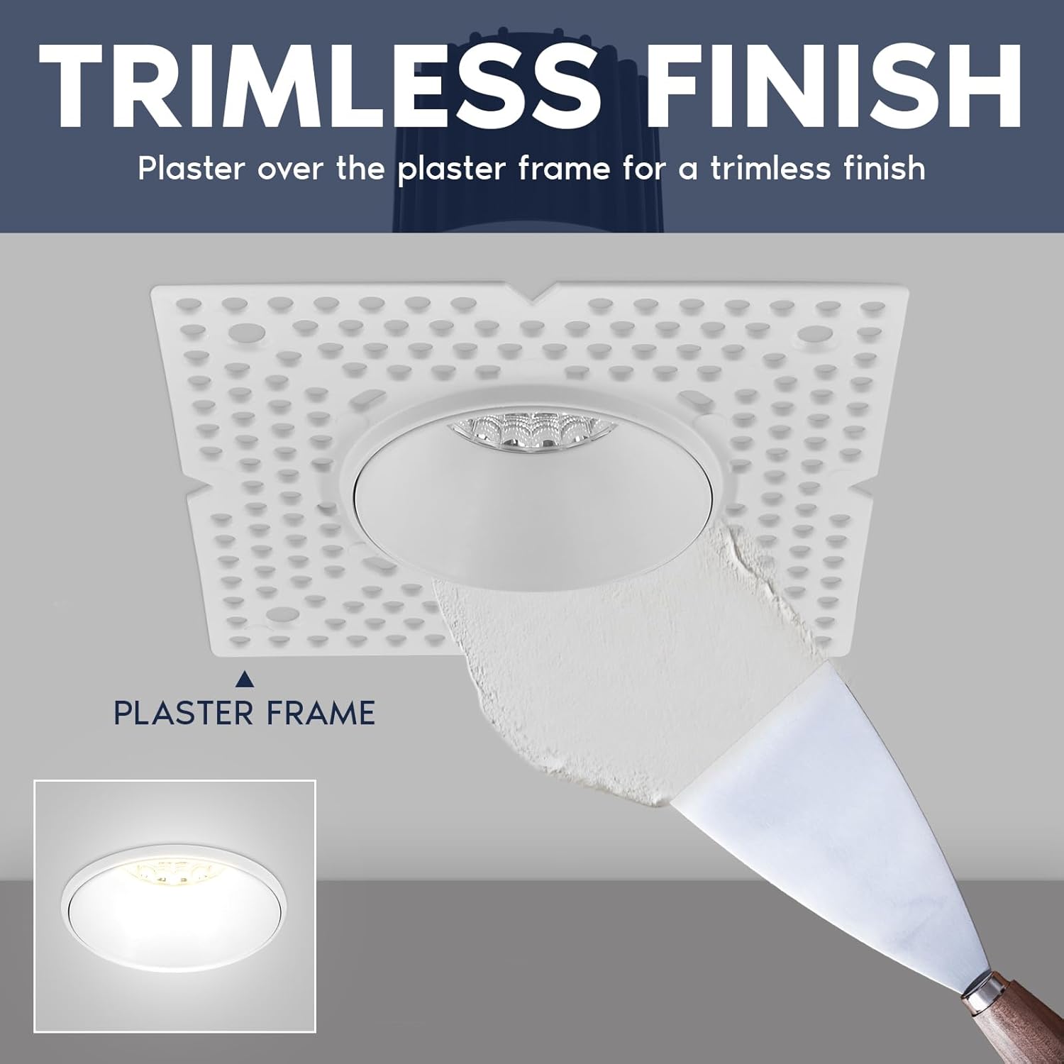 LUXRITE 1 Inch LED Trimless Recessed Spotlight, 10W, 850LM, 5CCT Selectable 2700K-5000K, 38° Beam Angle, Dimmable, Push-n-Lock Spotlight, CRI 90, Damp & IC Rated, Plaster Downlight, ETL White