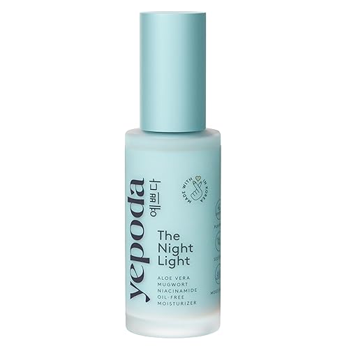 Yepoda The Night Light, Ölfreie beruhigende & klärende Nachtcreme mit Aloe Vera, Beifuß und Niacinamid, feuchtigkeitsspendende vegane koreanische Gesichtscreme für alle Hauttypen, 50 ml