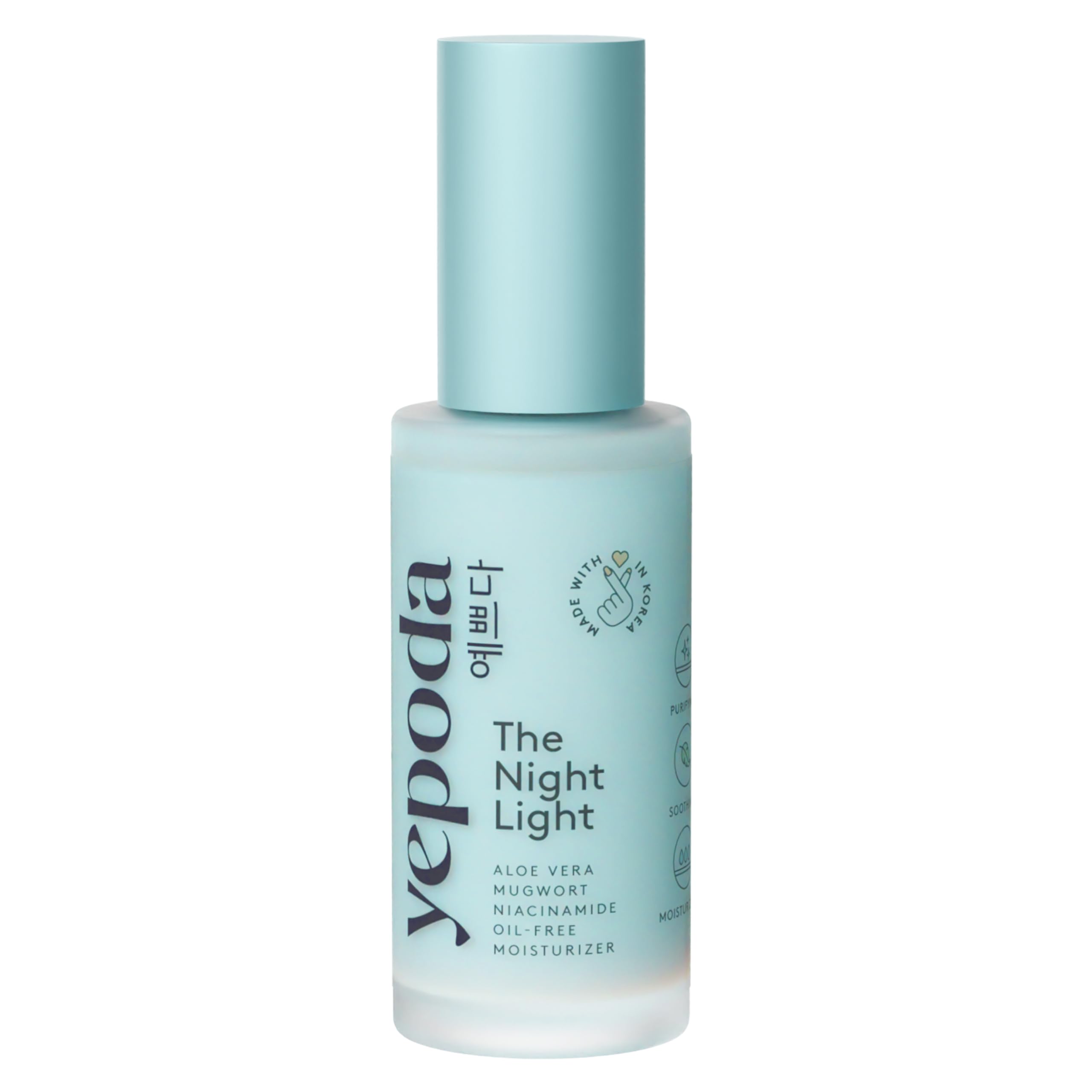 Yepoda The Night Light, crema de noche hidratante purificante y calmante libre de aceites con aloe vera, artemisa y niacinamida, crema facial hidratante vegana coreana para todo tipo de pieles, 50 ml