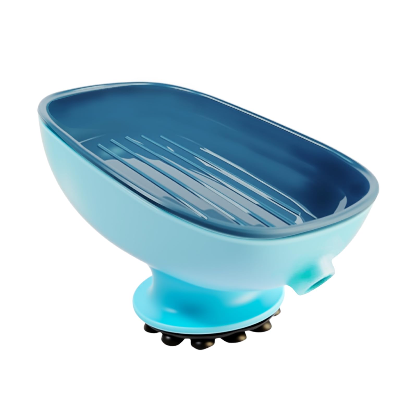 Desuibao Self Draining Soap Dish for Bathroom Sink Shower, Suction Bar Soap Holder, Soap Tray for Kitchen Counter, Easy Clean Double Layer Drain Soap Container Saver for Bath Tub, Blue