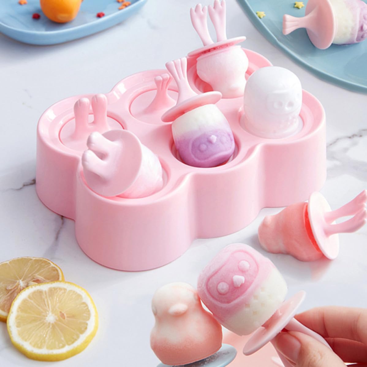 GALPADA Lot de 4 Sets de Sets de Moules à Glace en Silicone Réutilisables Légers D'animaux pour Diy, pour Crème Glacée Maison et Desserts D'