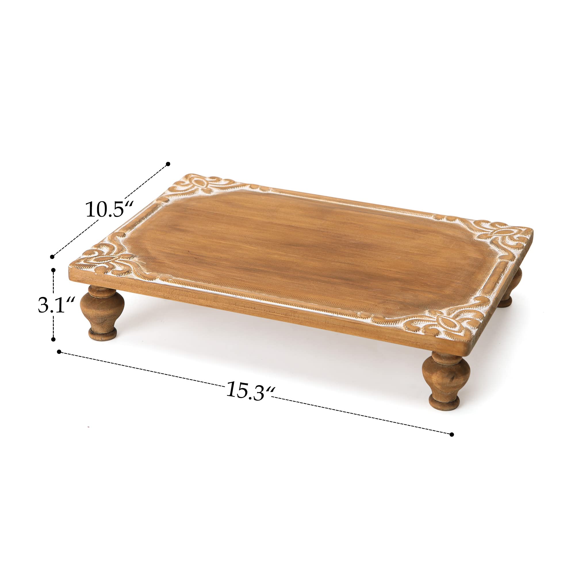 NIKKY HOME Bandeja decorativa de madera de granja, soporte de exhibición de madera rústica, decoración de centro de mesa para mesa de bar, encimera de cocina, comedor