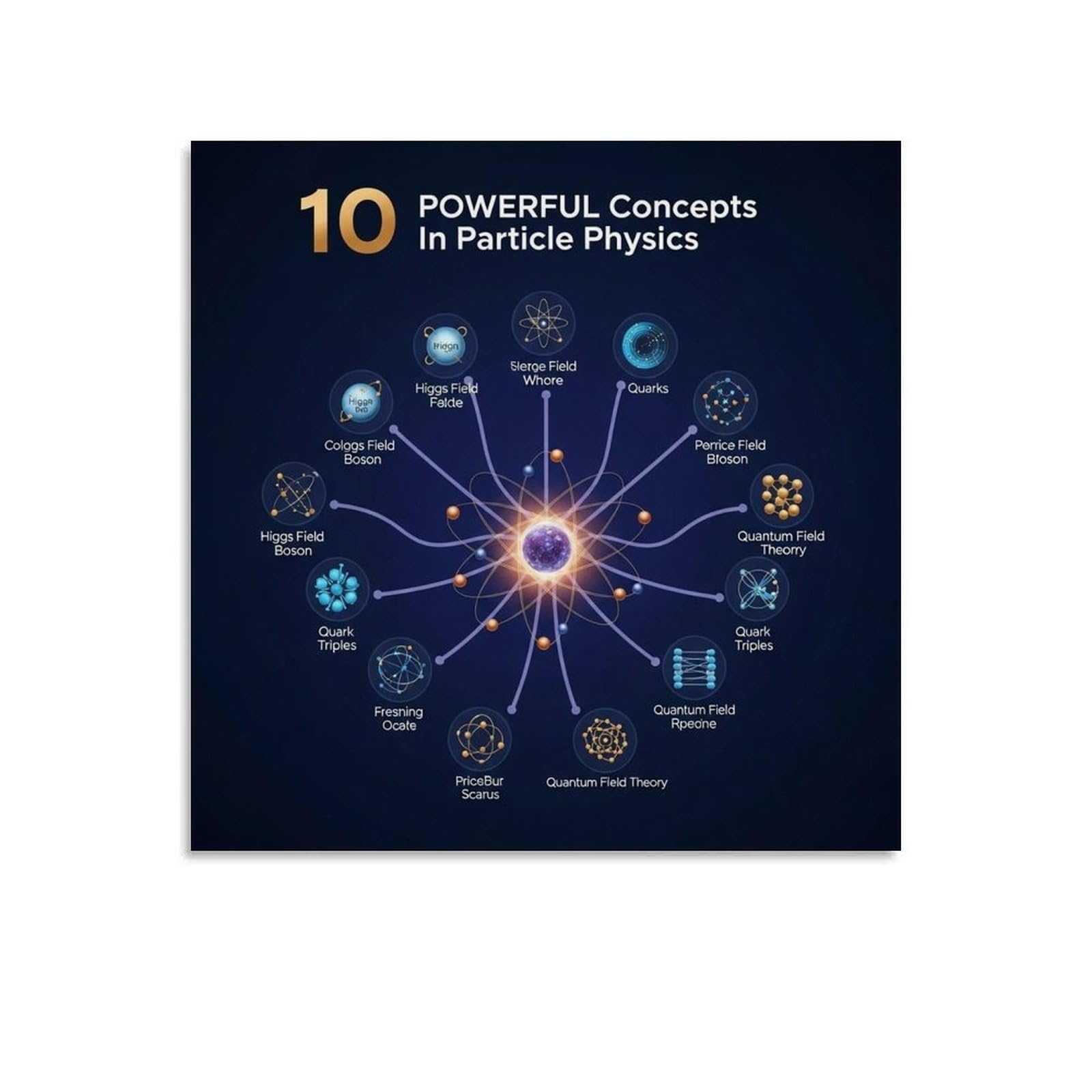 Particle Physics Concepts Poster For Quantum Science Students Classroom Home Study Canvas Painting Wall Art 16x16inch(40x40cm) Unframe-style