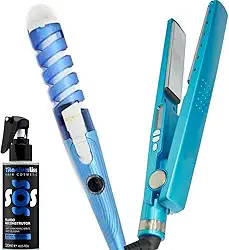 Modelador de Cachos Espiral + Prancha Chapinha Nano Titanium Alisadora + Protetor Térmico SOS Titanium Liss