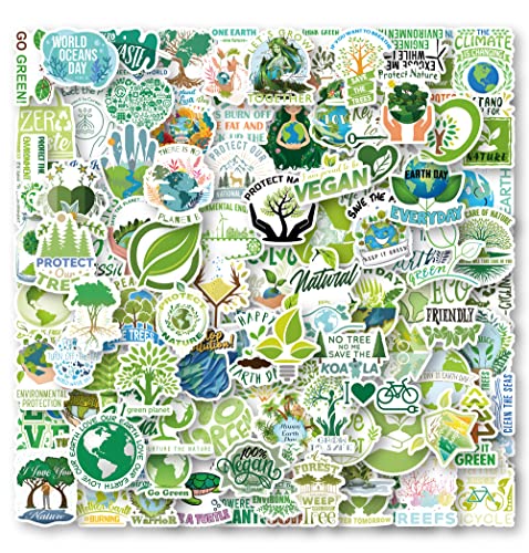 100Pcs Environmental Protection Stickers Pack Waterproof Save Planet Earth Stickers for Student Teens Cute Earth Day Decals for Waterproof Notebook Journal Laptop Decorate Cratt