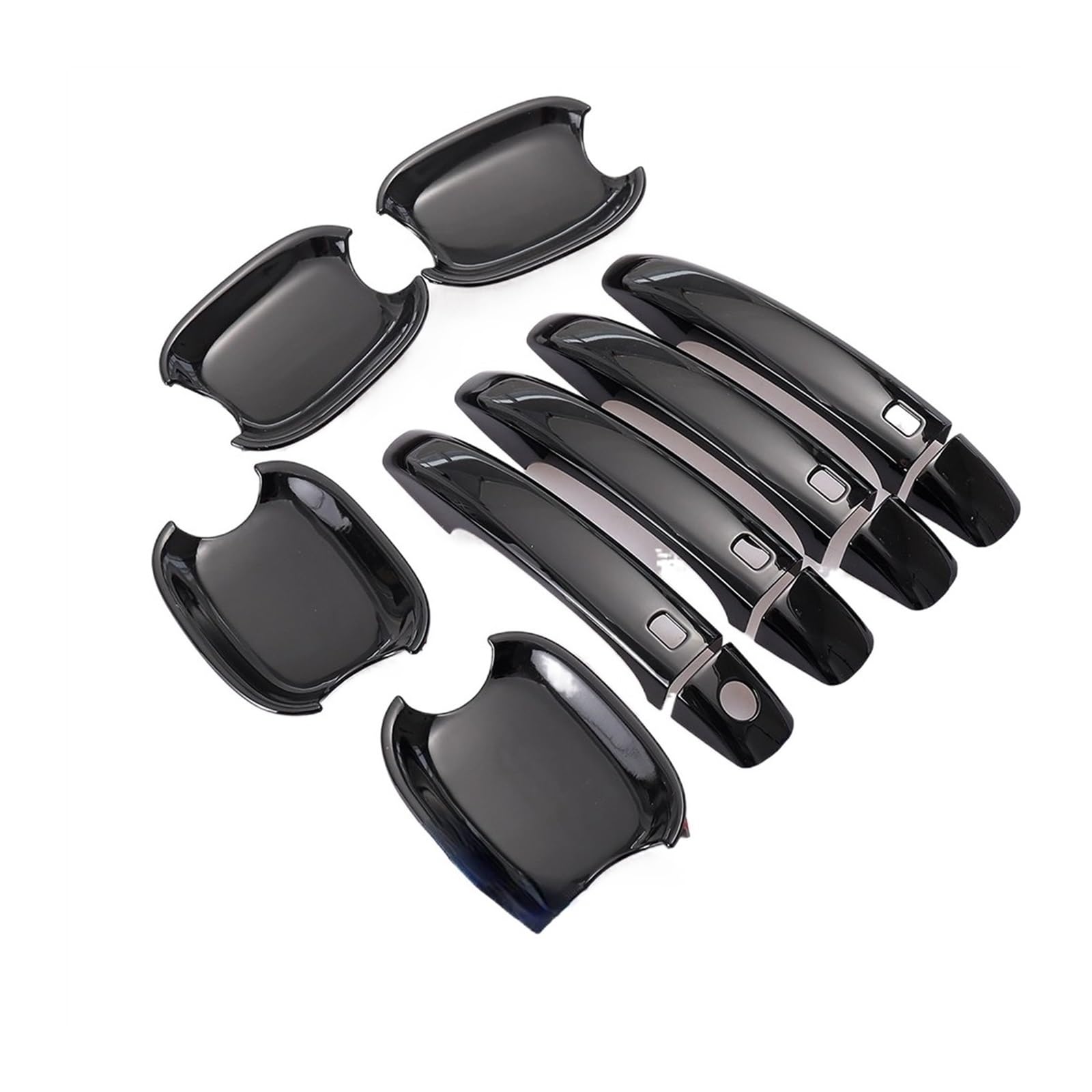 Drezzo Car Exterior Door Handle A4 B8 Q5 Q3 Glossy Black Chrome Car Door Handle Cover Trim Sticker(Handle-Bowl 1)
