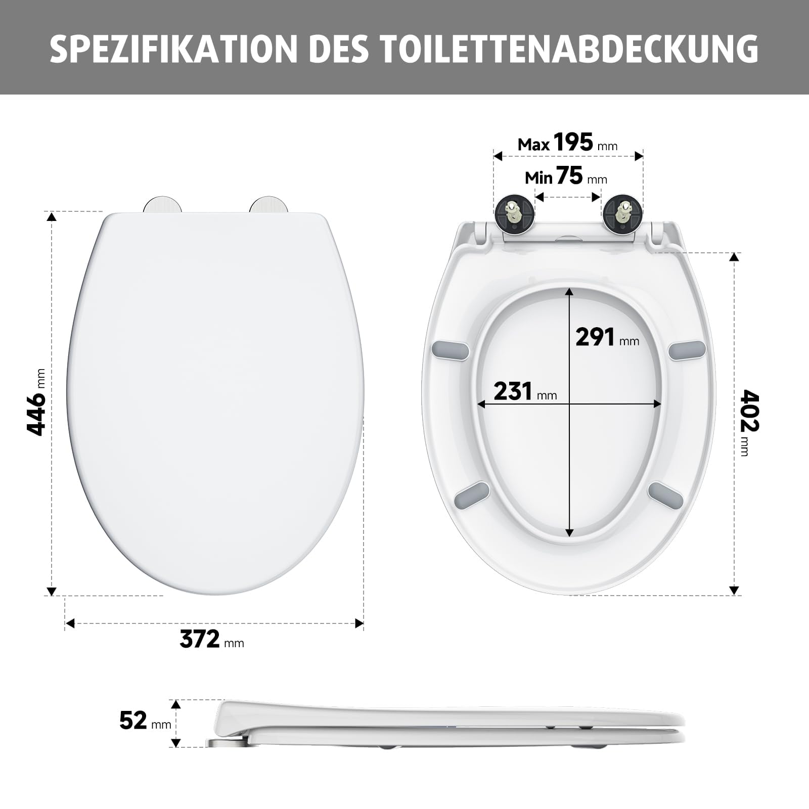 Rainsworth Nano Glaze deska klozetowa w kształcie O,Urea, wolnoopadająca, ergonomicznie zaprojektowana, antybakteryjna, uniwersalna deska sedesowa