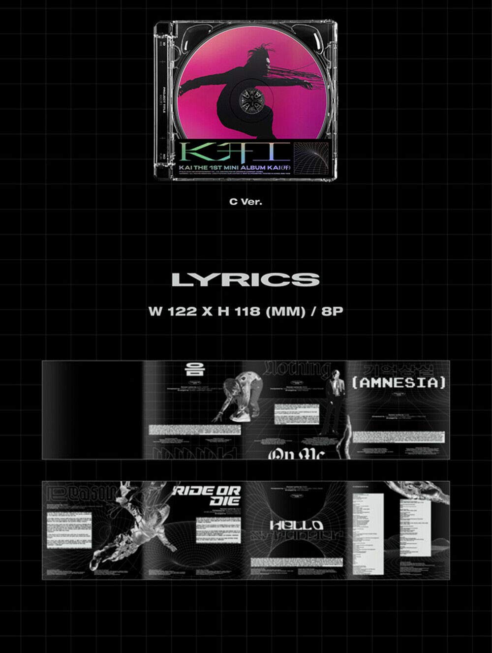EXO KAI [KAI] 1st Mini Album JEWEL CASE [A + B + C] 3 VER SET. 3ea CD+3ea Lyrics(each 8p)+3ea AR Photo Card+3ea AR Clip Card+TRACKING CODE K-POP SEALED