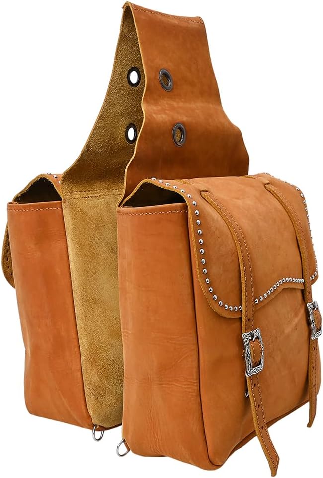 HILASON Soft Leather Horse Saddle Bag Tan | Equestrian Western Adjustable Closure