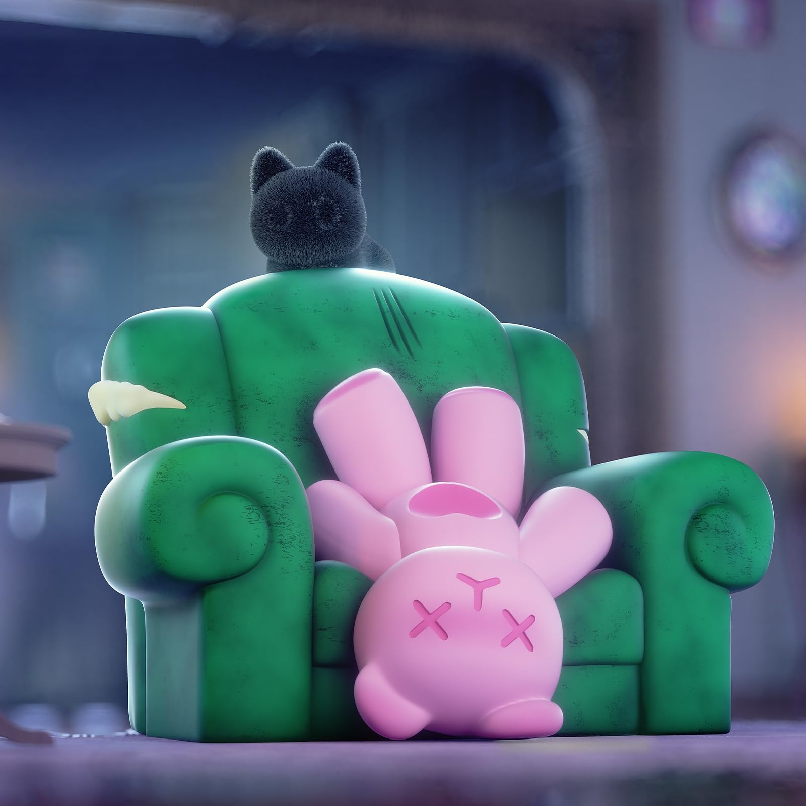 BEEMAI Ghost Bear House Series Random Design Cute Figures Desktop Ornament Collectible Toys Birthday Gifts