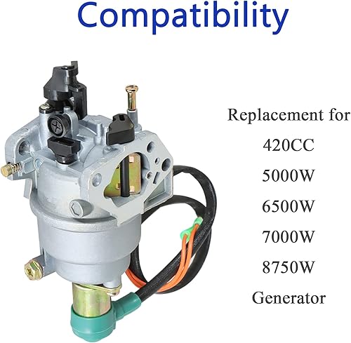 Miniatura 2 de Repuesto de carburador para generador de gas Predator 5000W 6500W 7000W 8750W 420CC 13-16 Hp Engine 188F