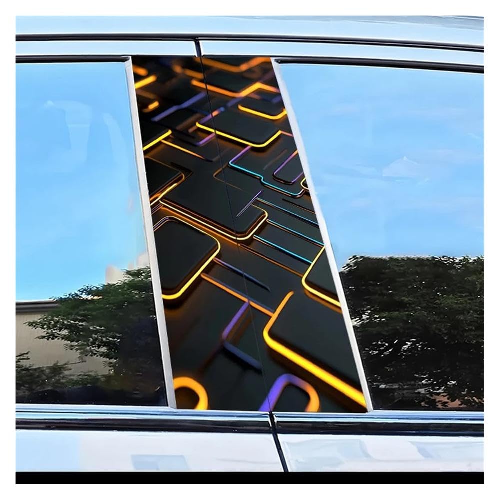 Dabhuoc One Color Car Parts 2Pcs Car Door Pillar Decoration Sticker Neon Squares Scratch Protection