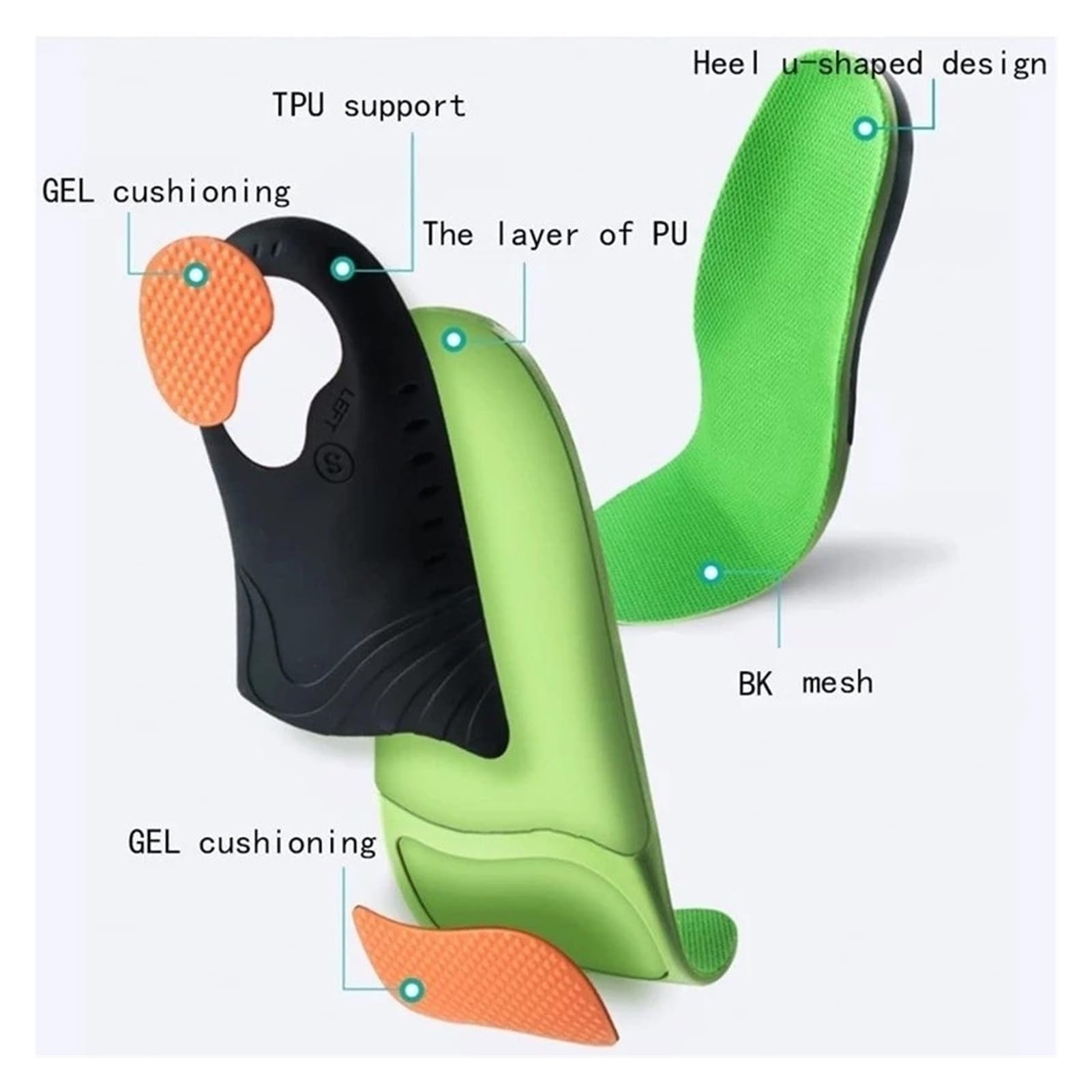 Plantillas de Soporte de Alto, Suela de Zapatos ortopédicos for pies, Almohadilla for, Alivia el Dolor de Fascitis Plantar, Calzado Deportivo(EU36-38)