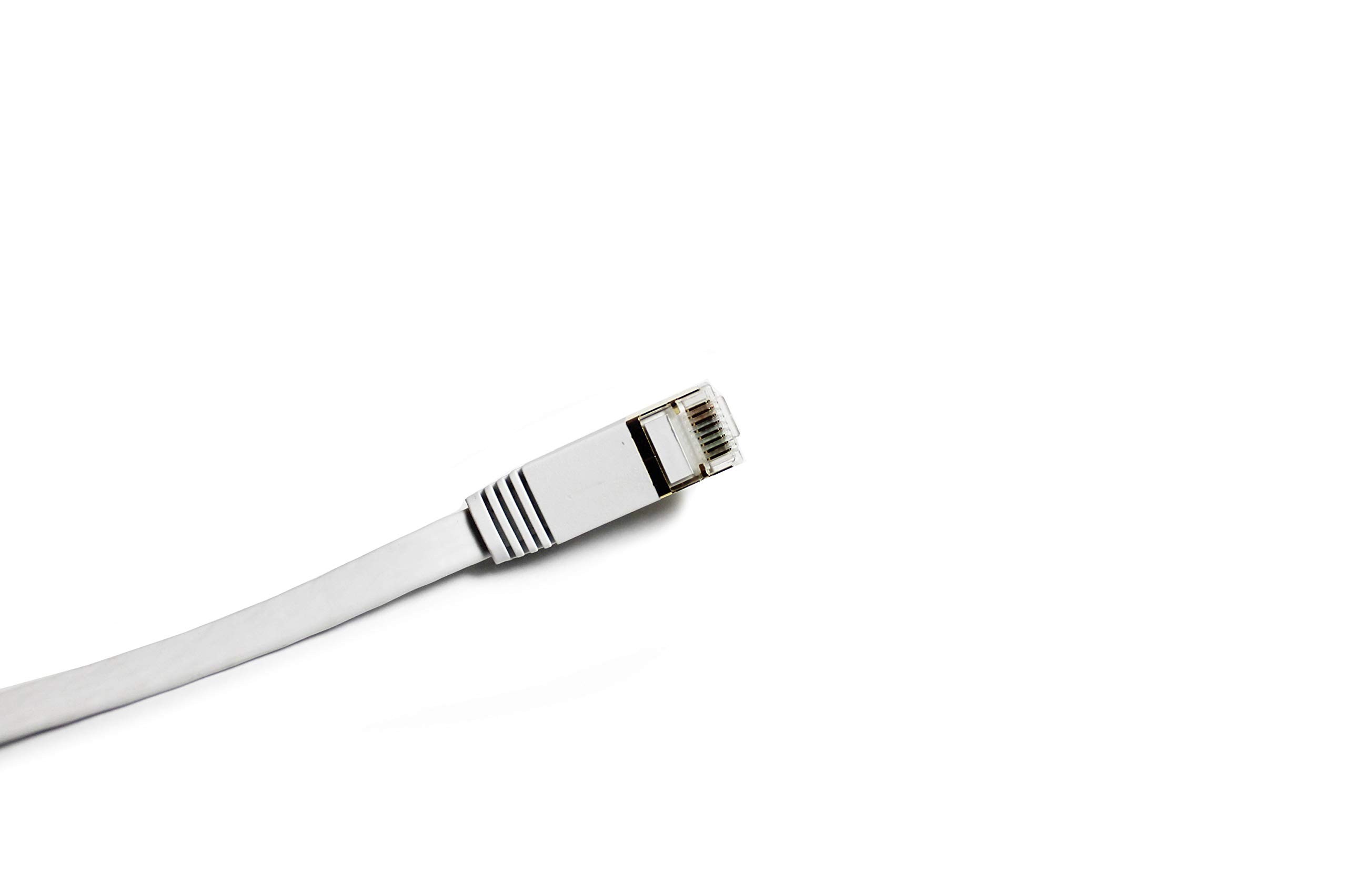 Nexhi STP-1800 CAT-7 Ethernet Flat Cable, Faster Than Cat5e/Cat5/Cat6 Network, Flat Cat 7 High Speed LAN Wire with Rj45 for Router and Modem (White, 25 Feet)