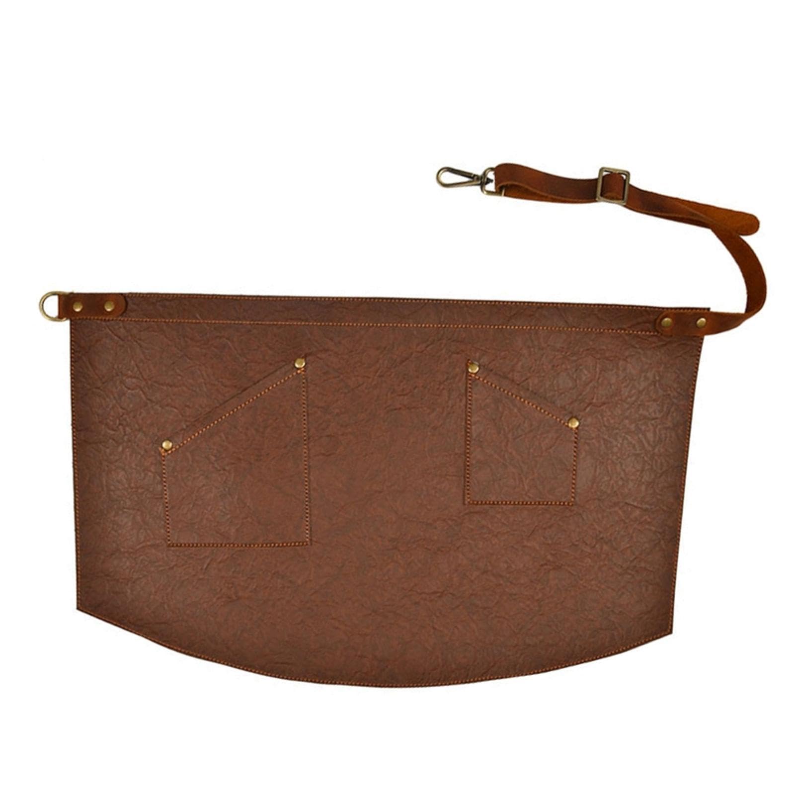 Delantal de cintura de piel sintética ajustable con bolsillos para mujeres y hombres, restaurantes, meseros, camareros, delantales, delantales, color blanco, para mujer