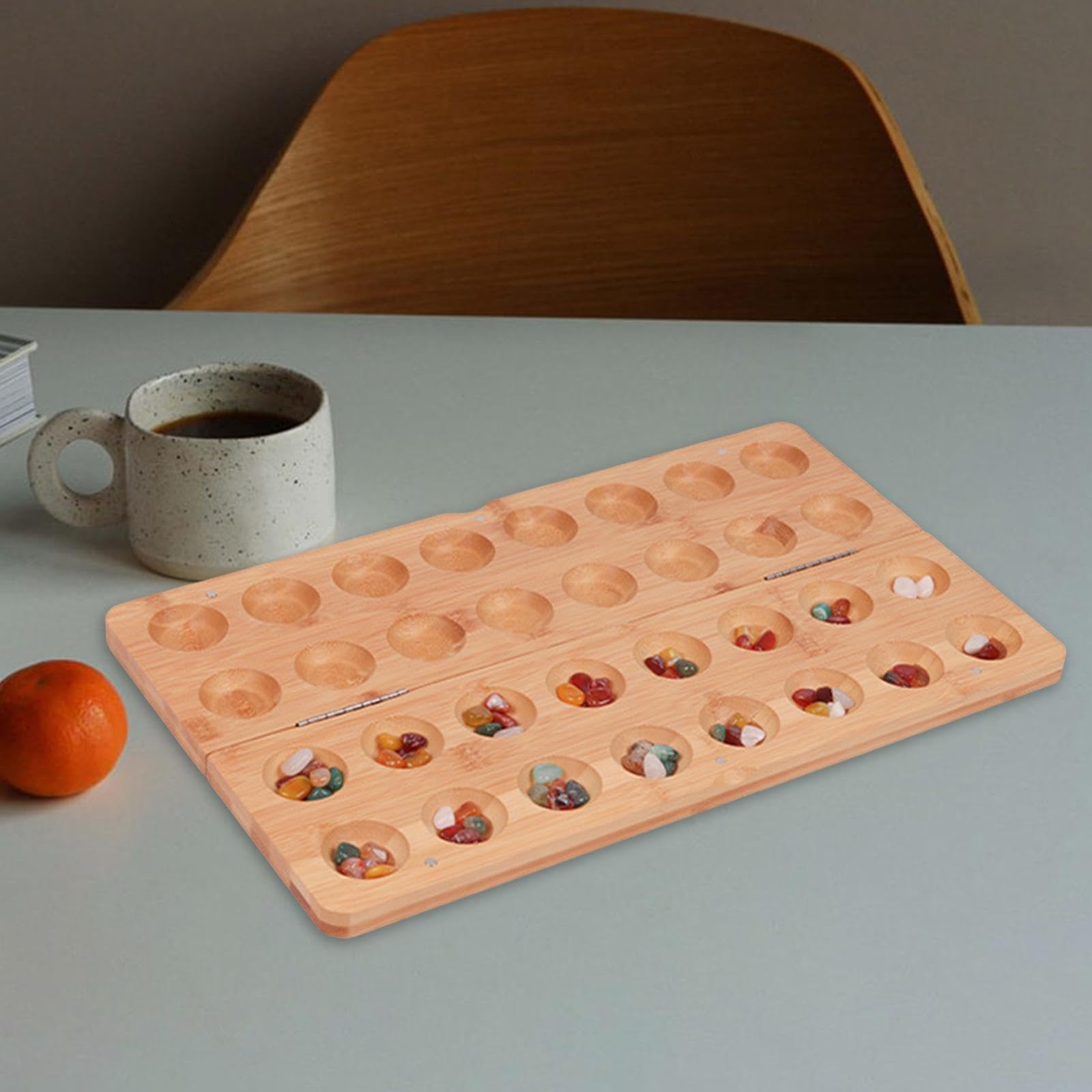 Amagogo Mancala-Brettspiel, antikes Strategiespiel, Reisen, Kinder und Erwachsene, Partygeschenke für 2 Spieler ab 8 Jahren, 65 farbige