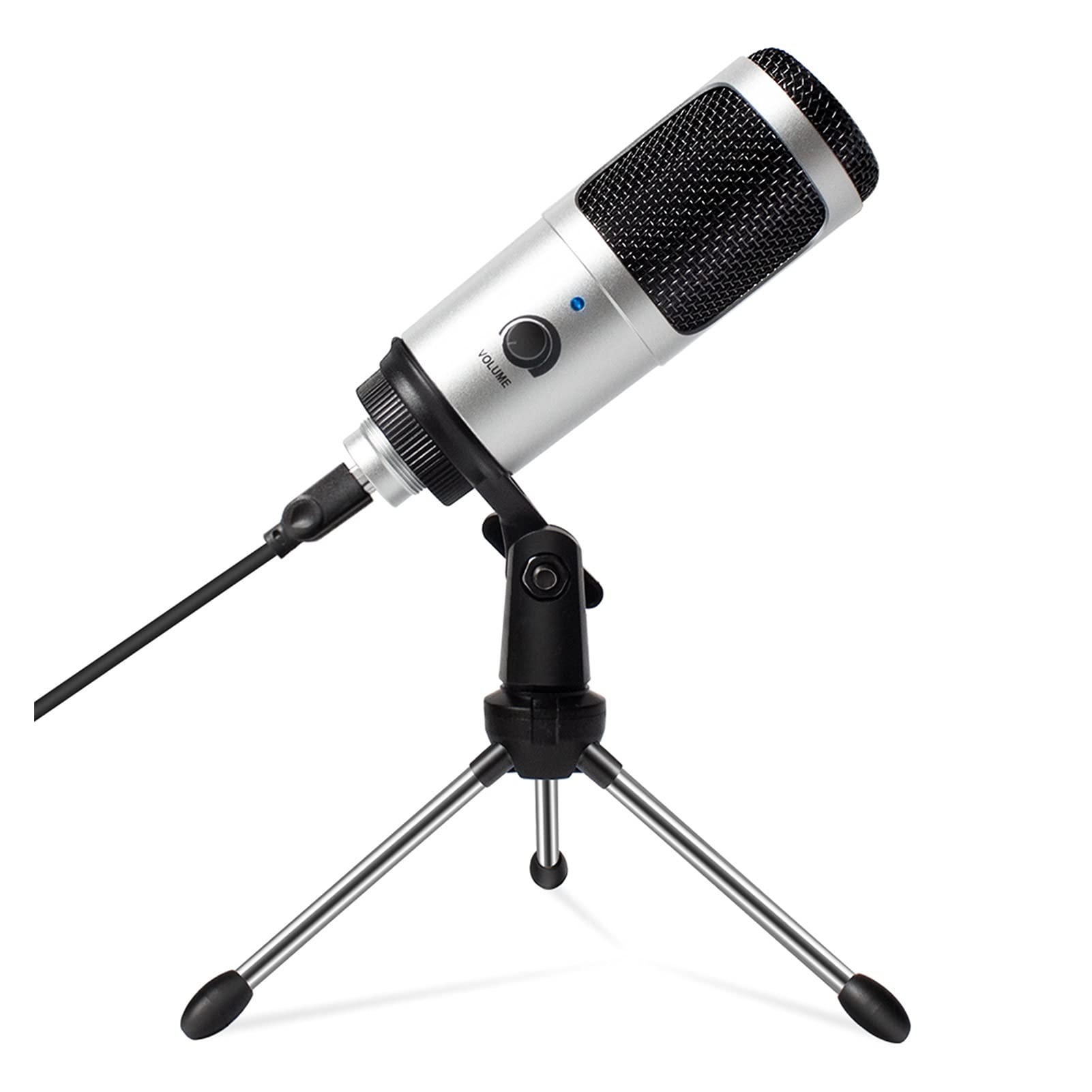ywzhushengmaoyi mikrofon Microfono USB Blue Metal Streaming Cardioid microfoni Microfono per microfoni per Laptop PC Vocal Recording Streaming Microphone (Color : Silver)