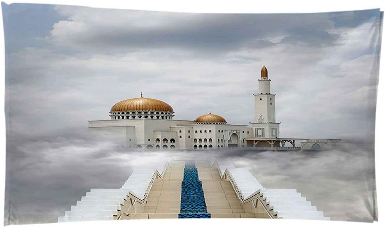 Telo Mare Microfibra Grande Castello Di Nuvole Bianche 200 X 200 Cm, 3D Telo Mare Leggero Antisabbia Per Donna Uomo, Asciugamano Microfibra Asciugatura Rapida Per Bagno, Spiaggia, Campeggio -4B9S+S4O