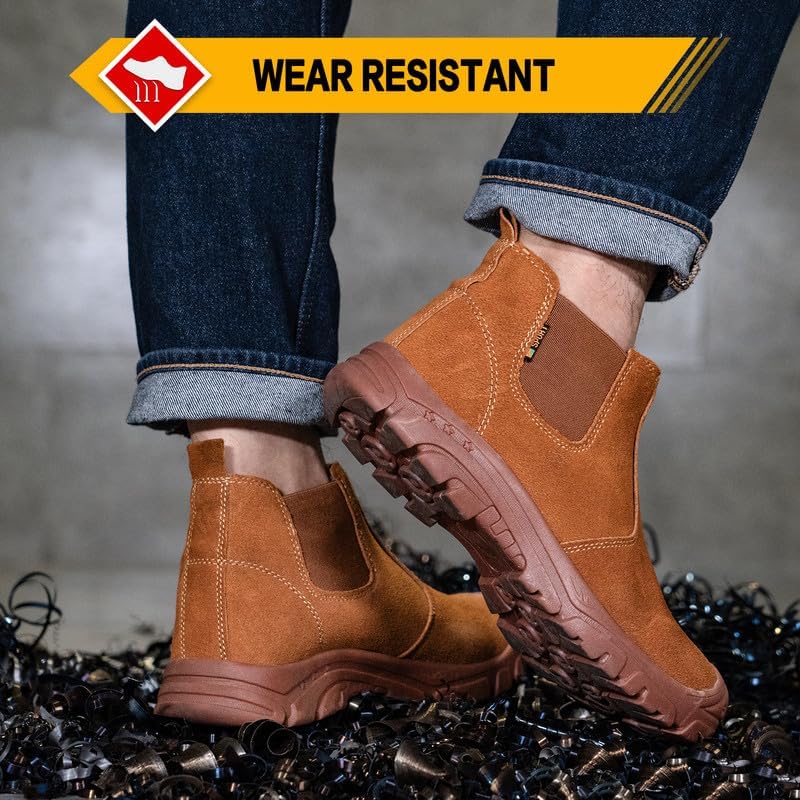 Image of Steel Toe Boots for Men Women Comfortable Lightweight Work Boots for Men Industrial Construction Boot Non Slip Work Shoes