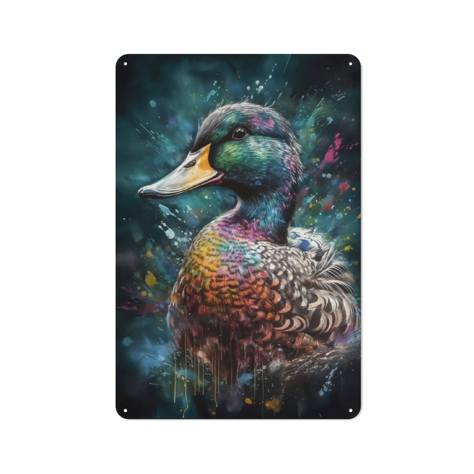 Junmoney Duck Painting Nostalgic Metal Wall Sign 30X20cm, Classic Pub Decor For Bar, Kitchen, Garage Or Games Room