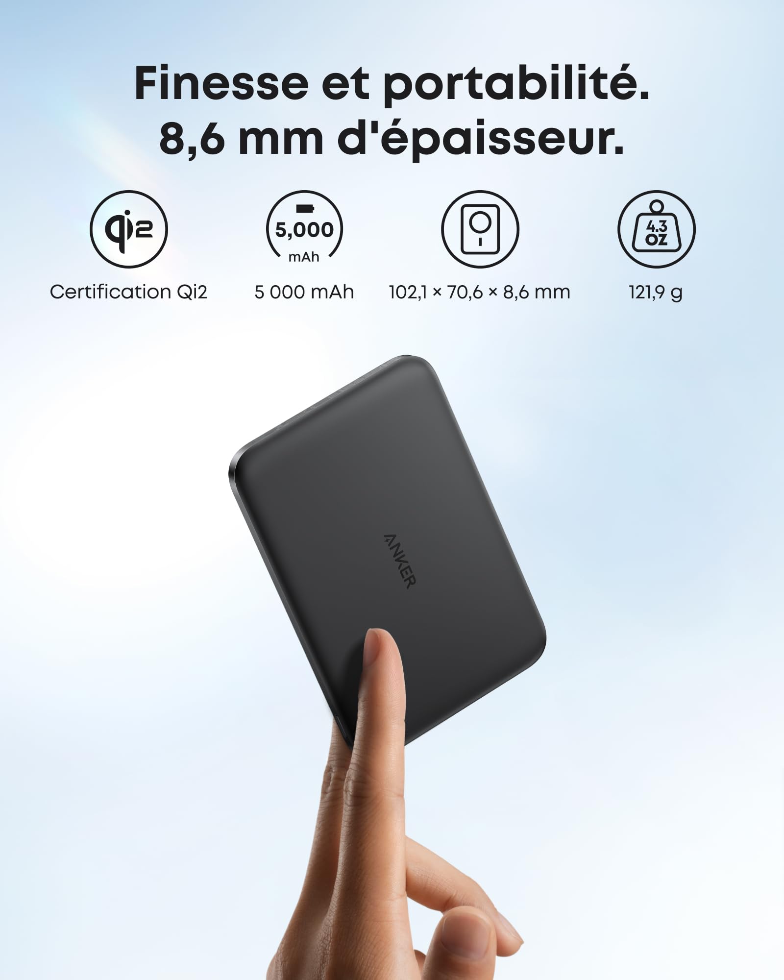 Batterie Externe Magnétique Electroniqs X6 Pro 5000 MAh 3 En 1 – Chargeur Qi2 Smartphone, Montre, écouteurs 20W USB-C
